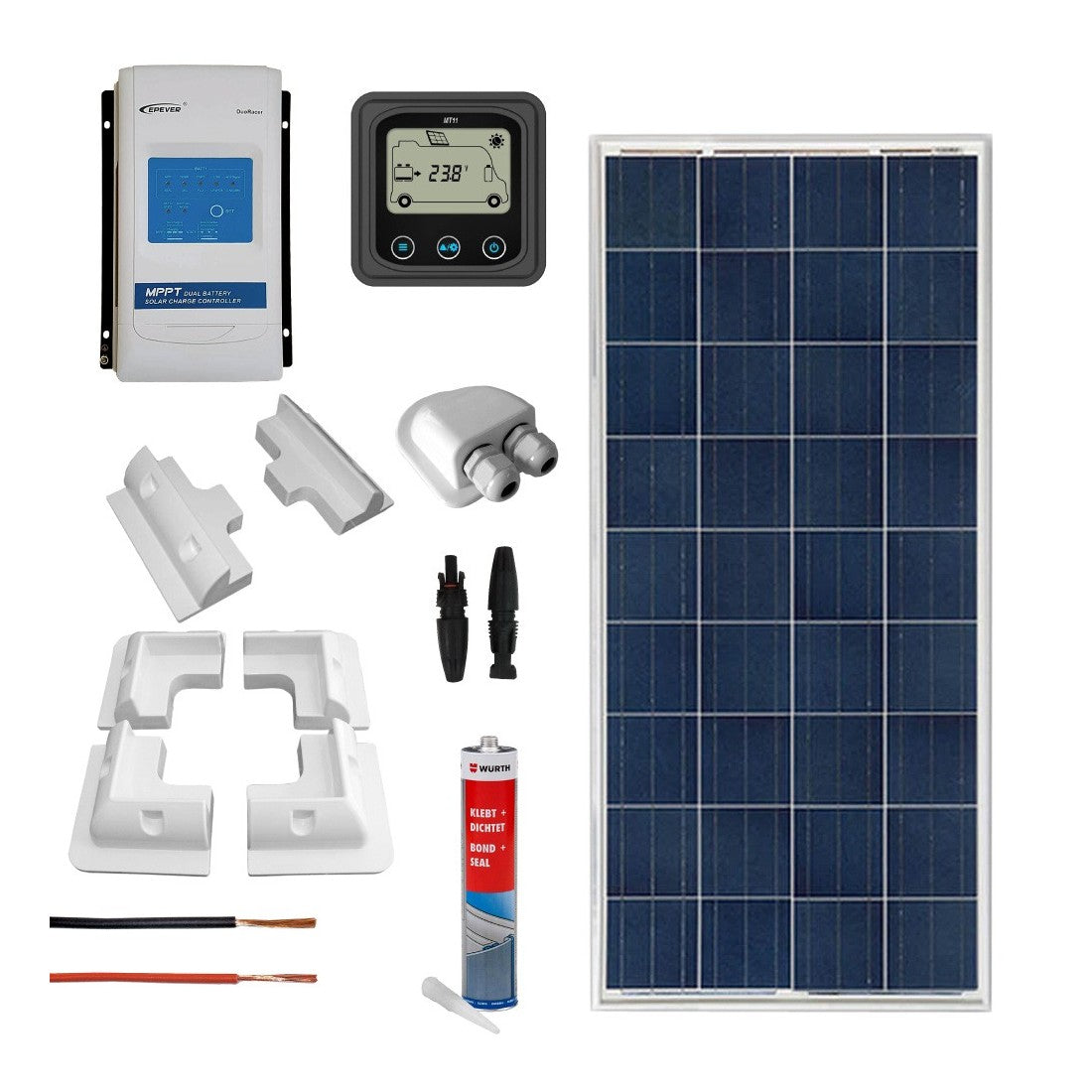 Kit fotovoltaico per camper con pannello 150Wp poli e regolatore MPPT | CAMP150MPPT